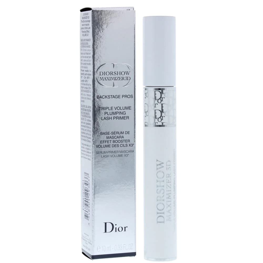 Dior Diorshow Maximizer 3D Primer on lashes enhances curl, color, and wear.