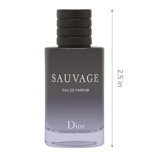 Dior Sauvage travel-size packaging front view, convenient carry for daily wear.