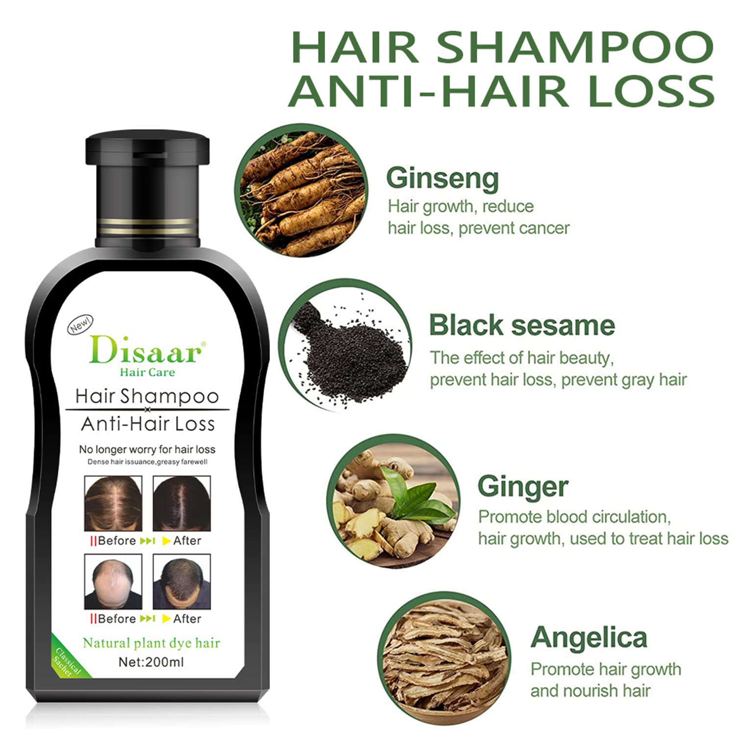 DISAAR Beauty shampoo label detail highlighting plant-based ingredients