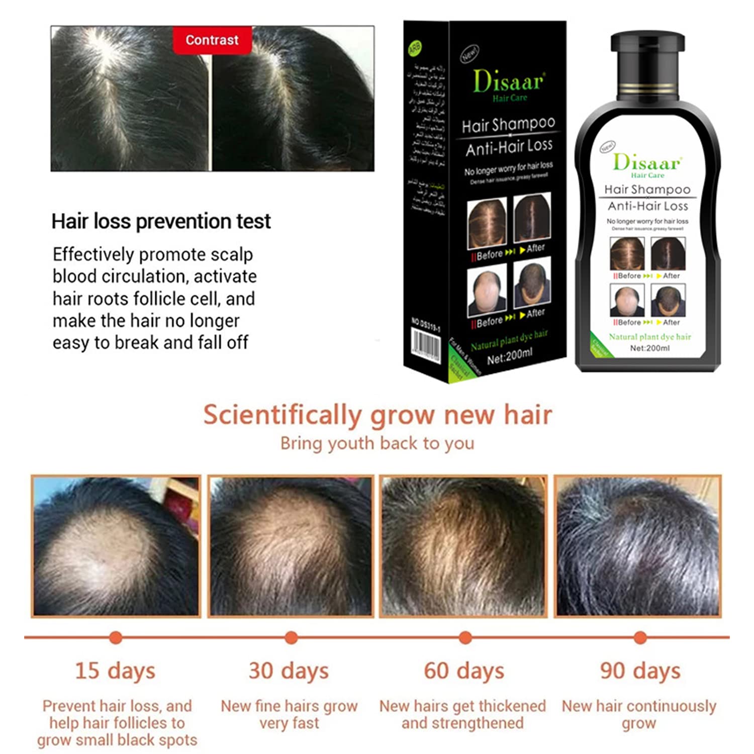 Close-up of scalp after DISAAR Beauty use suggesting follicle support