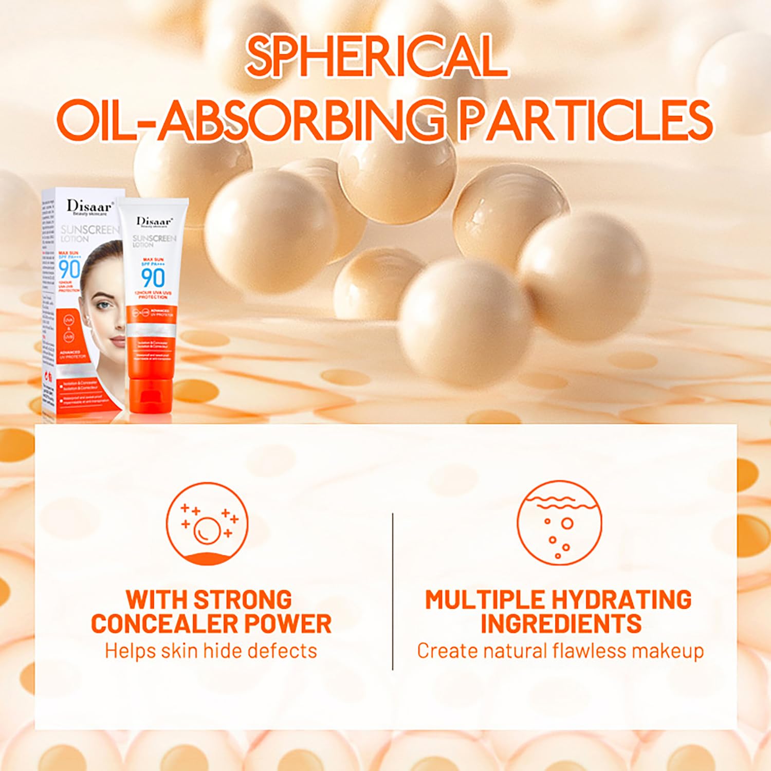 DISAAR Beauty sunscreen lotion being spread for even hydration