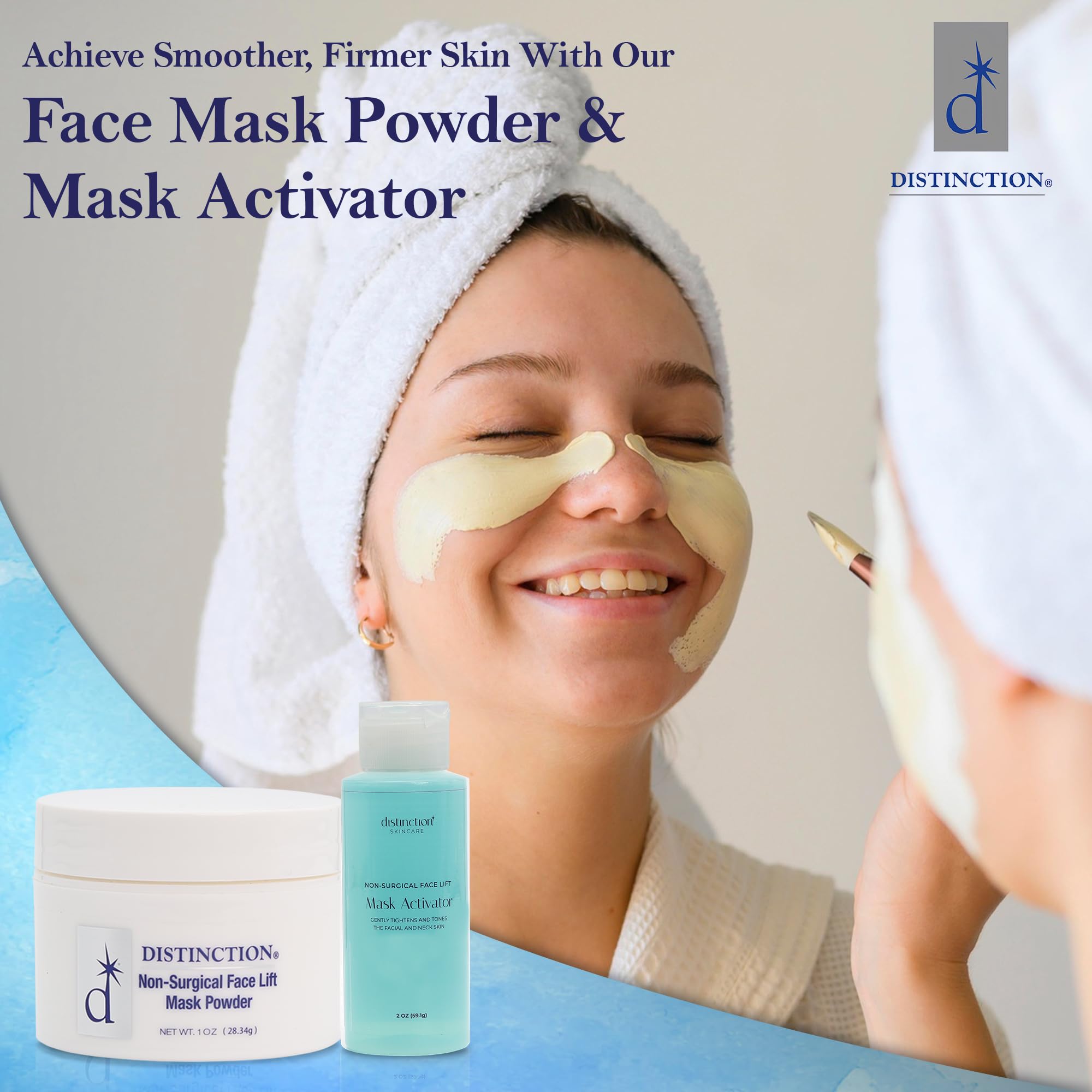 Distinction Face Mask Activator after use suggests refreshed, ready-to-mask complexion.
