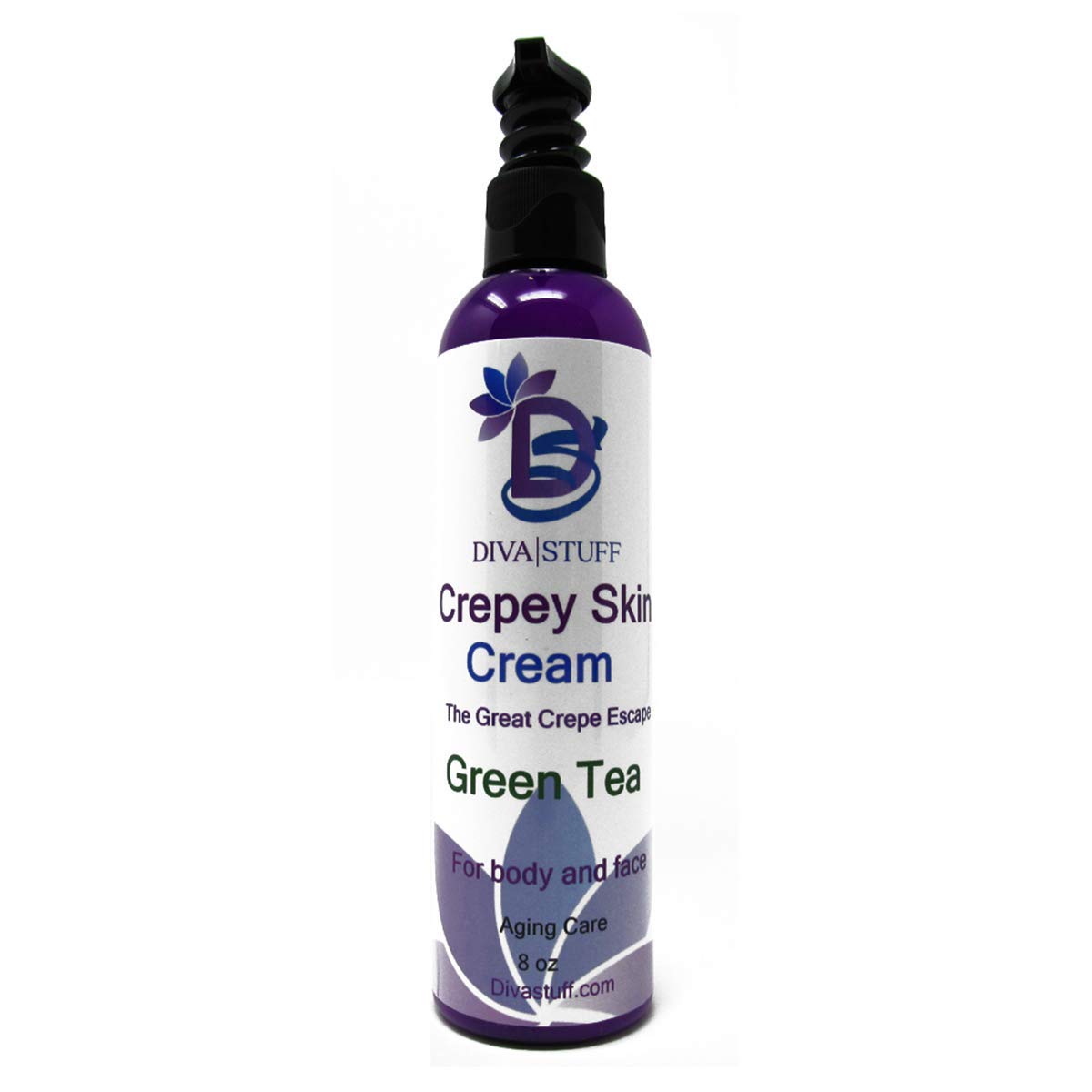 Diva Stuff crepey-skin-cream jar with logo signals premium, USA-made skincare.