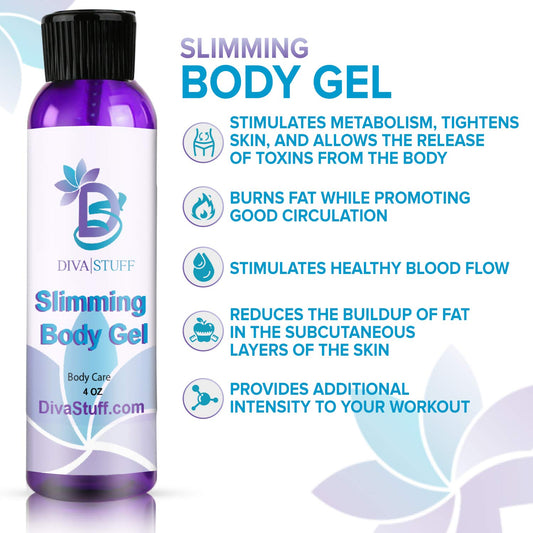 Diva Stuff Slimming Gel Cream tube during application, easy to apply for leg and thigh areas.