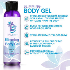 Diva Stuff Slimming Gel Cream tube during application, easy to apply for leg and thigh areas.
