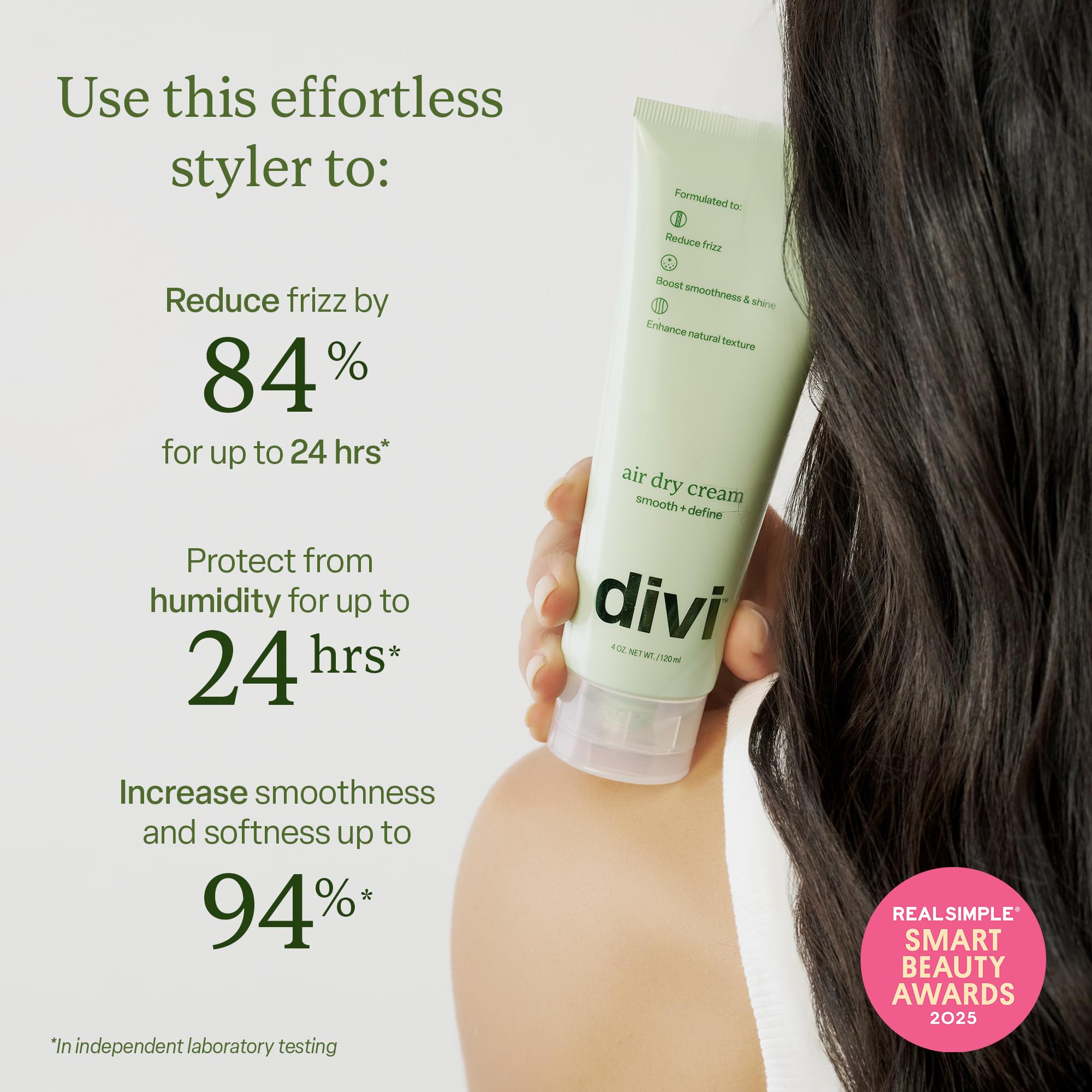 Divi Air Dry Cream applied to define curls and waves.