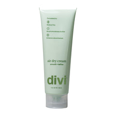 Divi Air Dry Styling Cream bottle shown for heat-free styling.