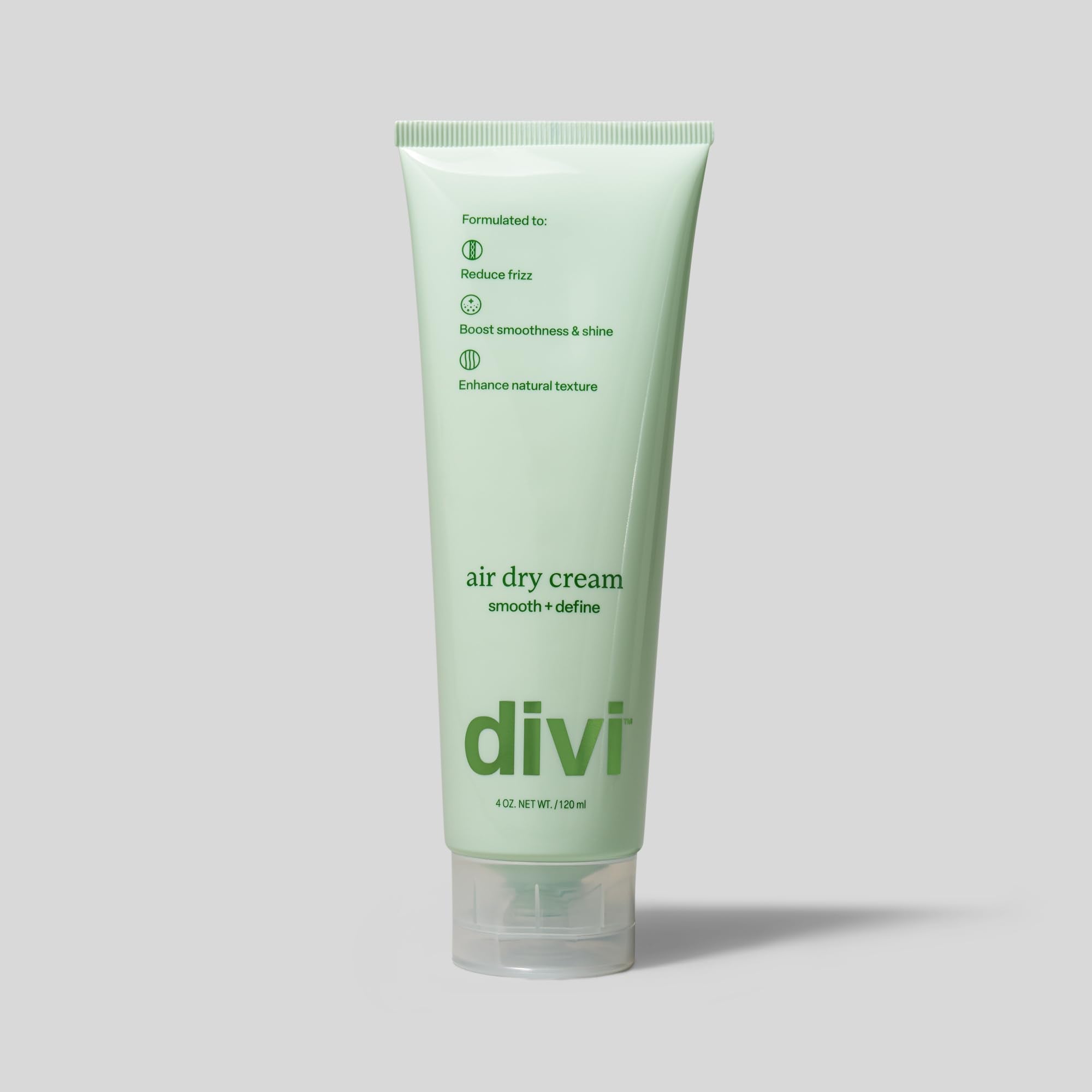 Packaging close-up of Divi Air Dry Cream in 4 oz tube.