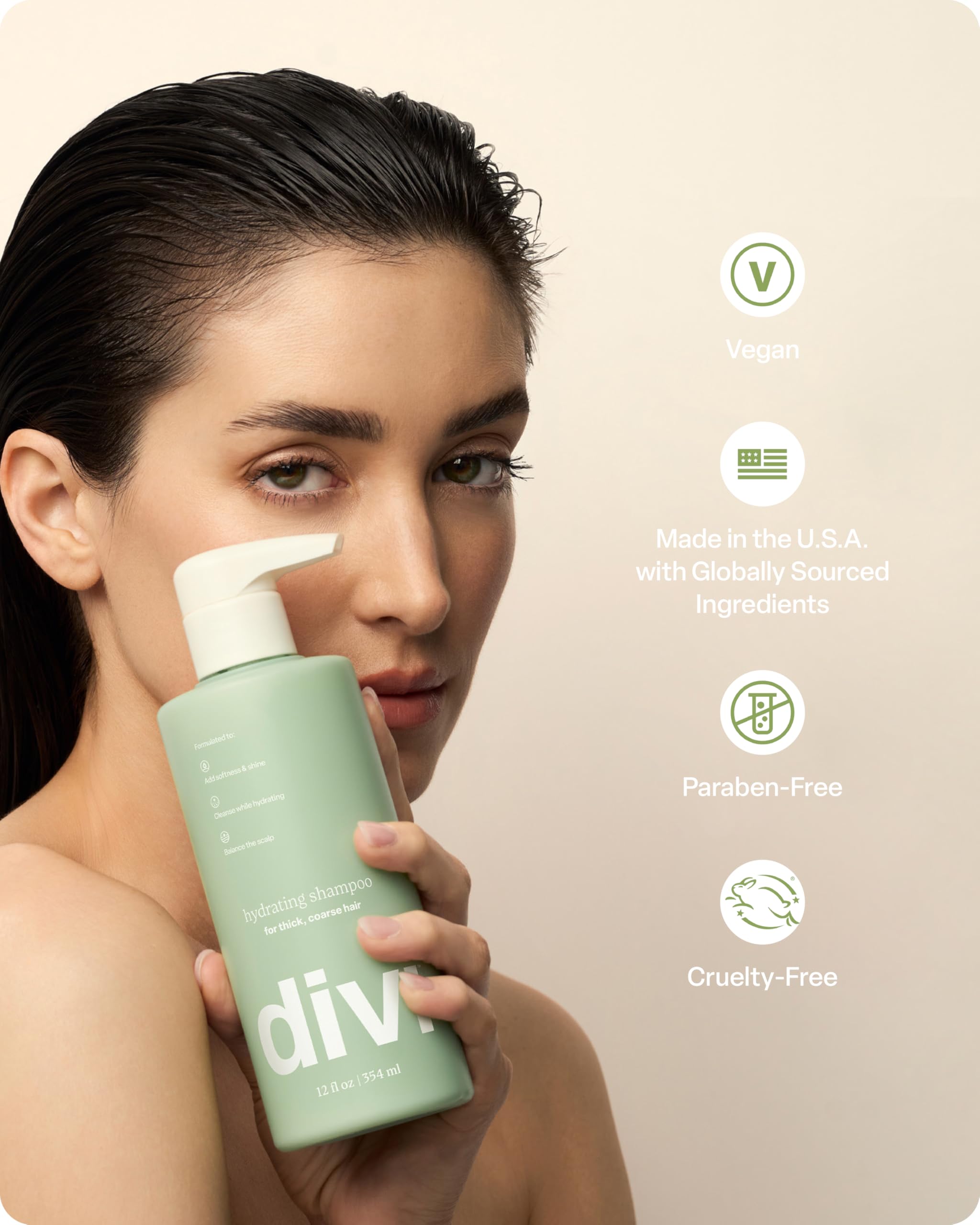 Divi Hydrating Shampoo foam and scalp texture for reduced buildup.