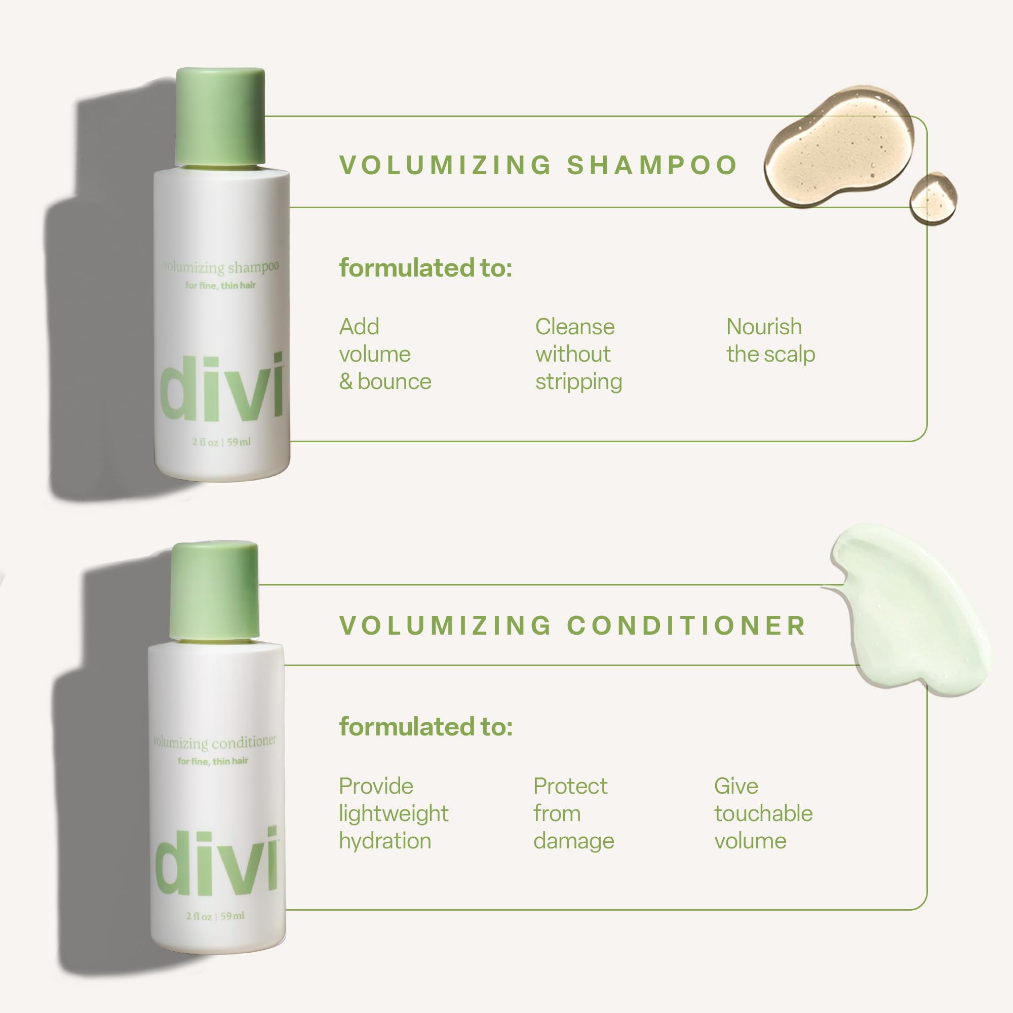 Divi Mini Volume Shampoo foamy lather in hand ready to cleanse