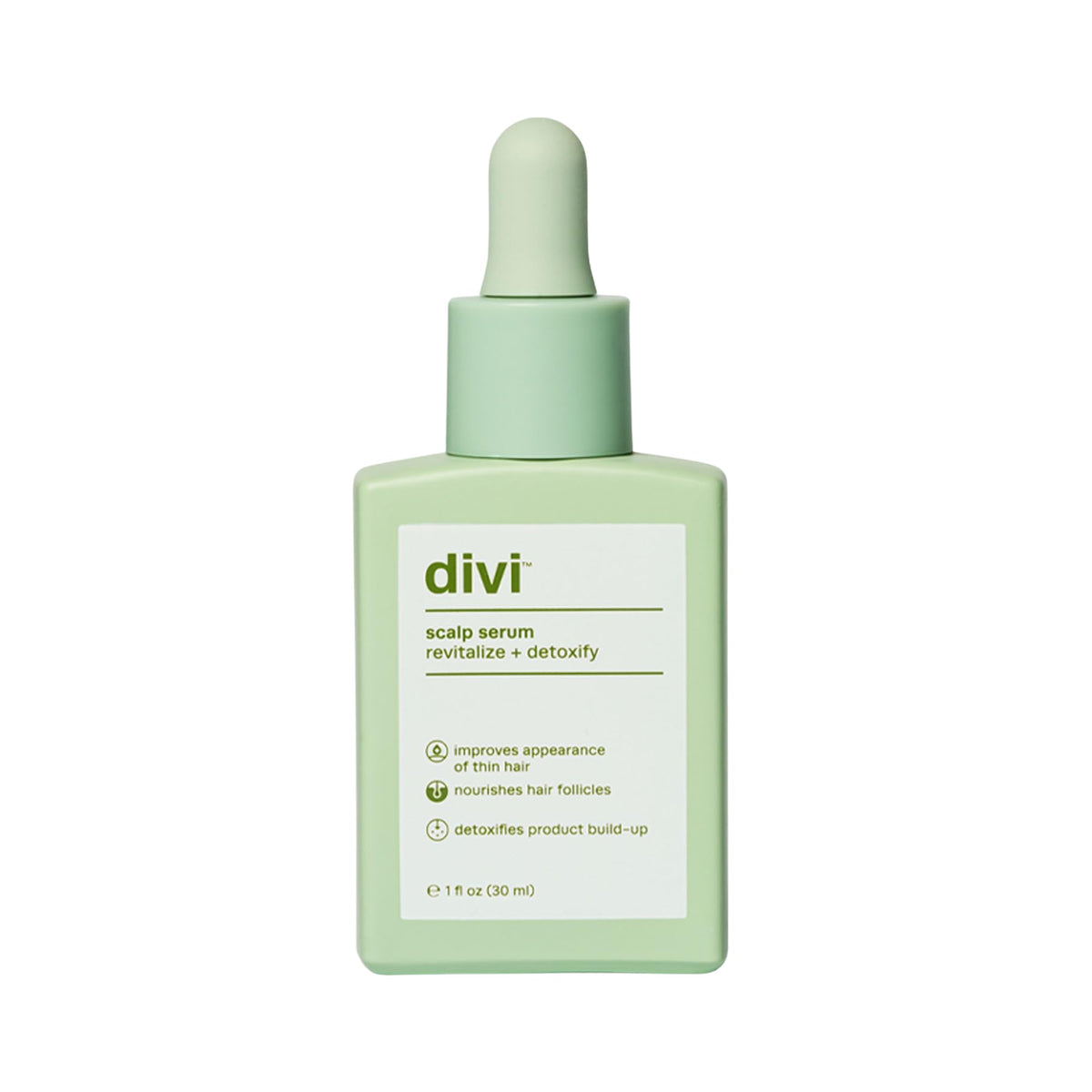Divi Scalp Serum bottle dispensing evenly for daily use on thinning hair.