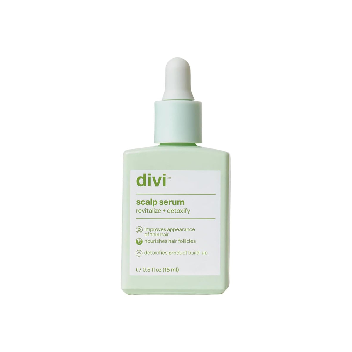 Divi Scalp Serum bottle pour for easy daily application to thinning hair