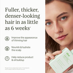 Divi Scalp Serum closeup ingredients highlight amino acids, caffeine and rosemary oil