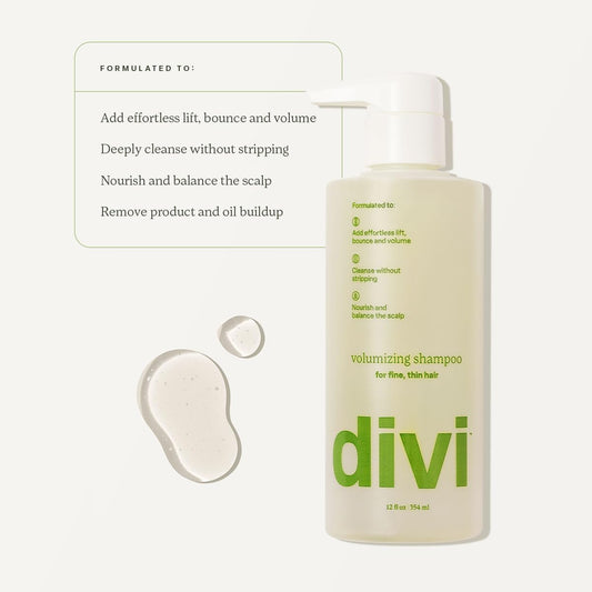 Divi Volumizing Conditioner bottle front providing lift without weigh-down