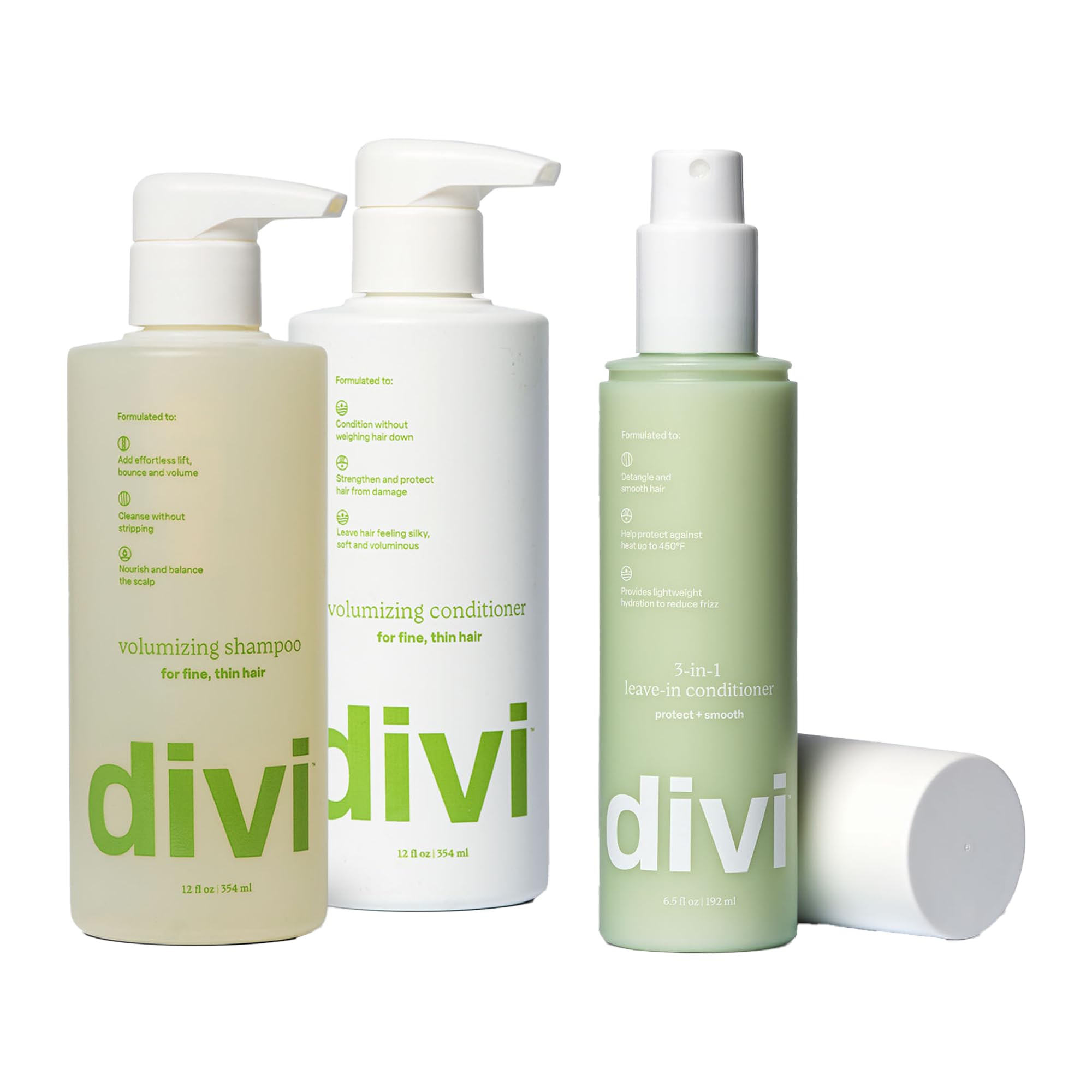 Divi Volumizing Shampoo bottle ready for wash day with lightweight hydration.