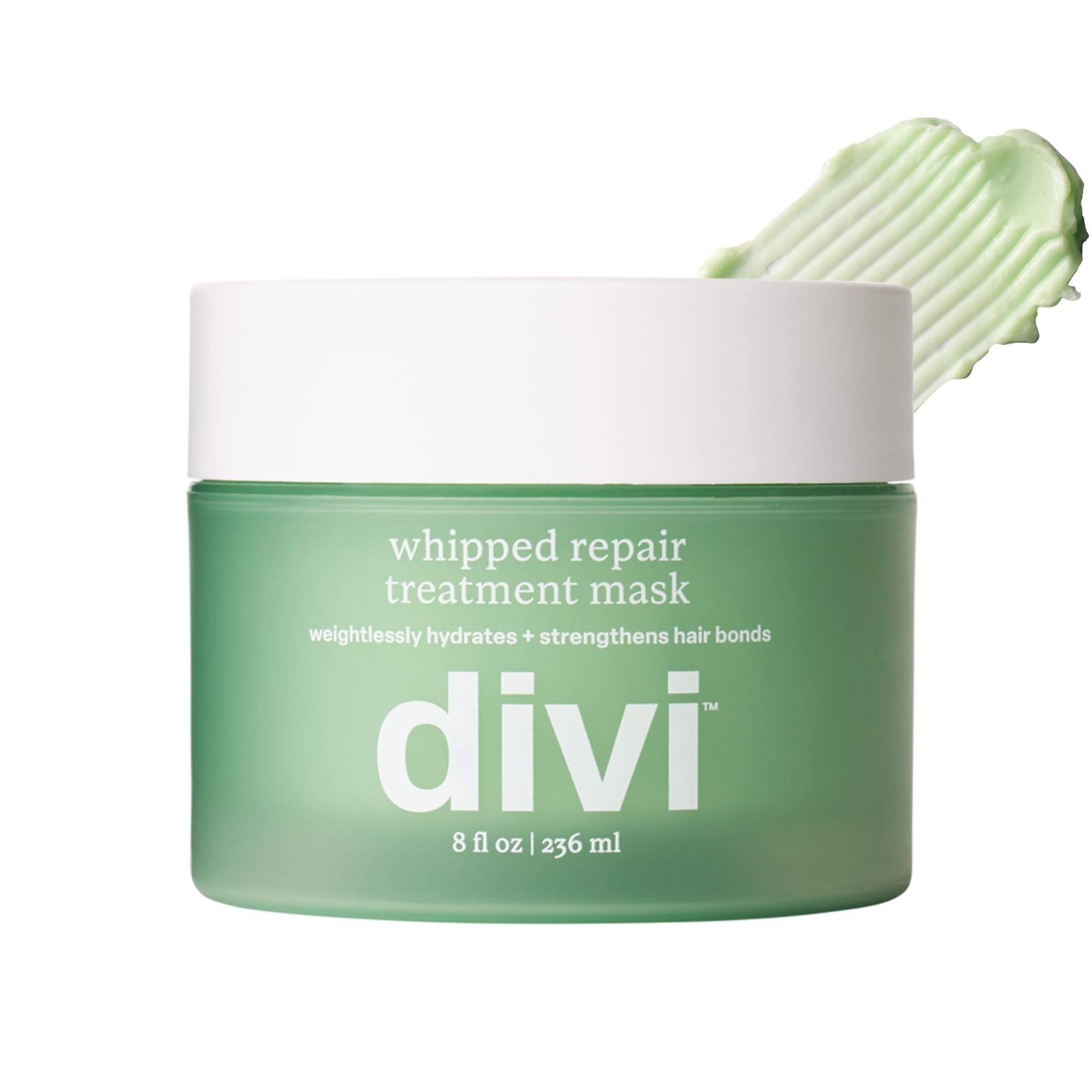 Divi Whipped Repair Mask bottle shows creamy conditioning for breakage-prone hair