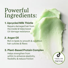 Divi Whipped Repair Mask texture close-up shows creamy lightweight formula for easy conditioning
