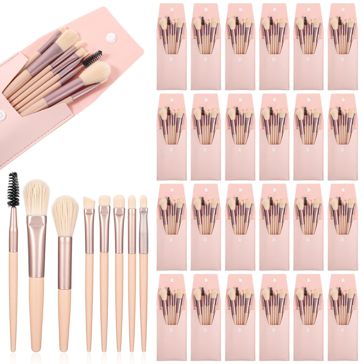 DIVINA VITAE 24sets travel brush set in pink bag for on-the-go makeup.