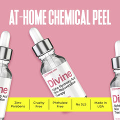 Divine Derriere glycolic peel swatch showing translucent liquid exfoliant