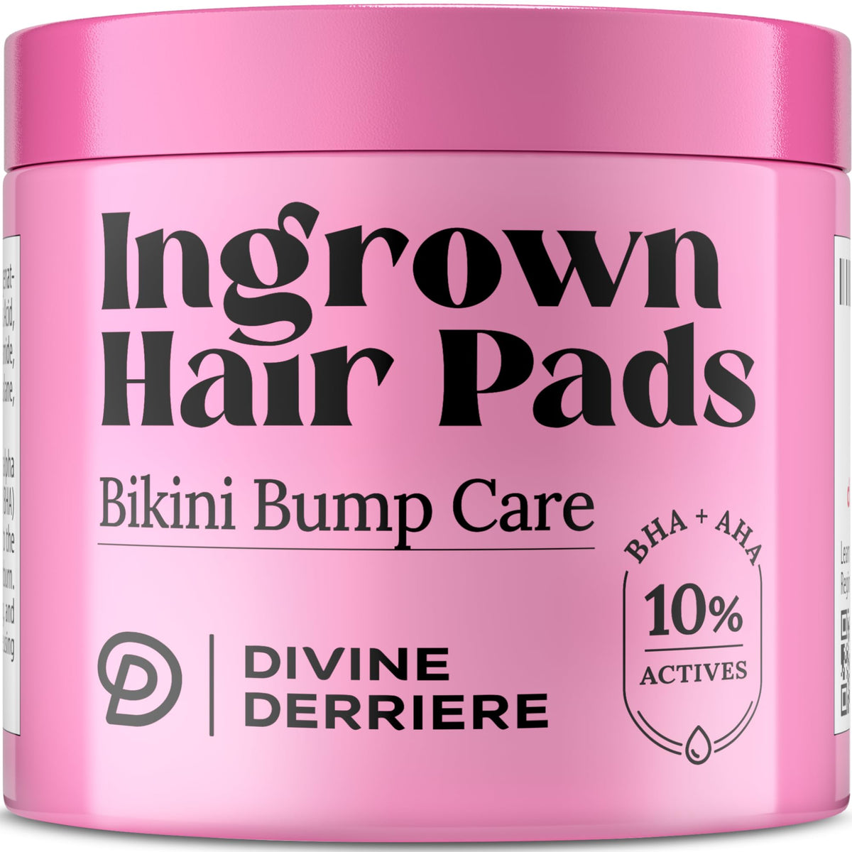 Divine Derriere Ingrown Hair Pads bottle for soothing post-shave care