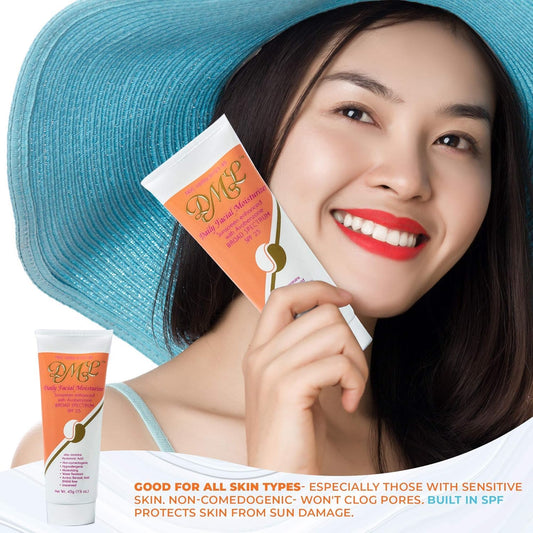 DML SPF25 tube close-up highlighting a lightweight daily moisturizer