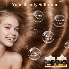 Applying Dmsky mask to hair for intensive hydration.