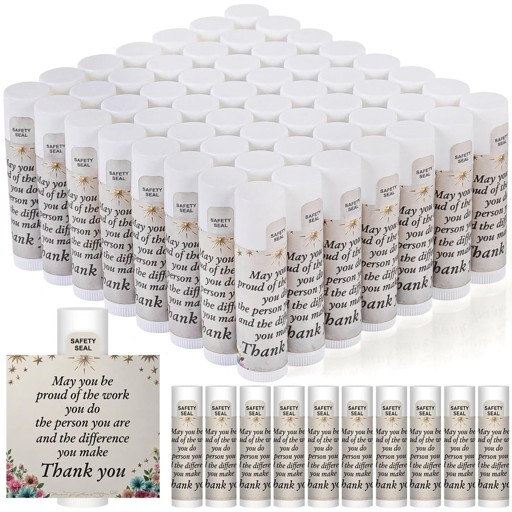 Dmsky Lip Balm bulk-pack label featuring a gratitude message for coworkers