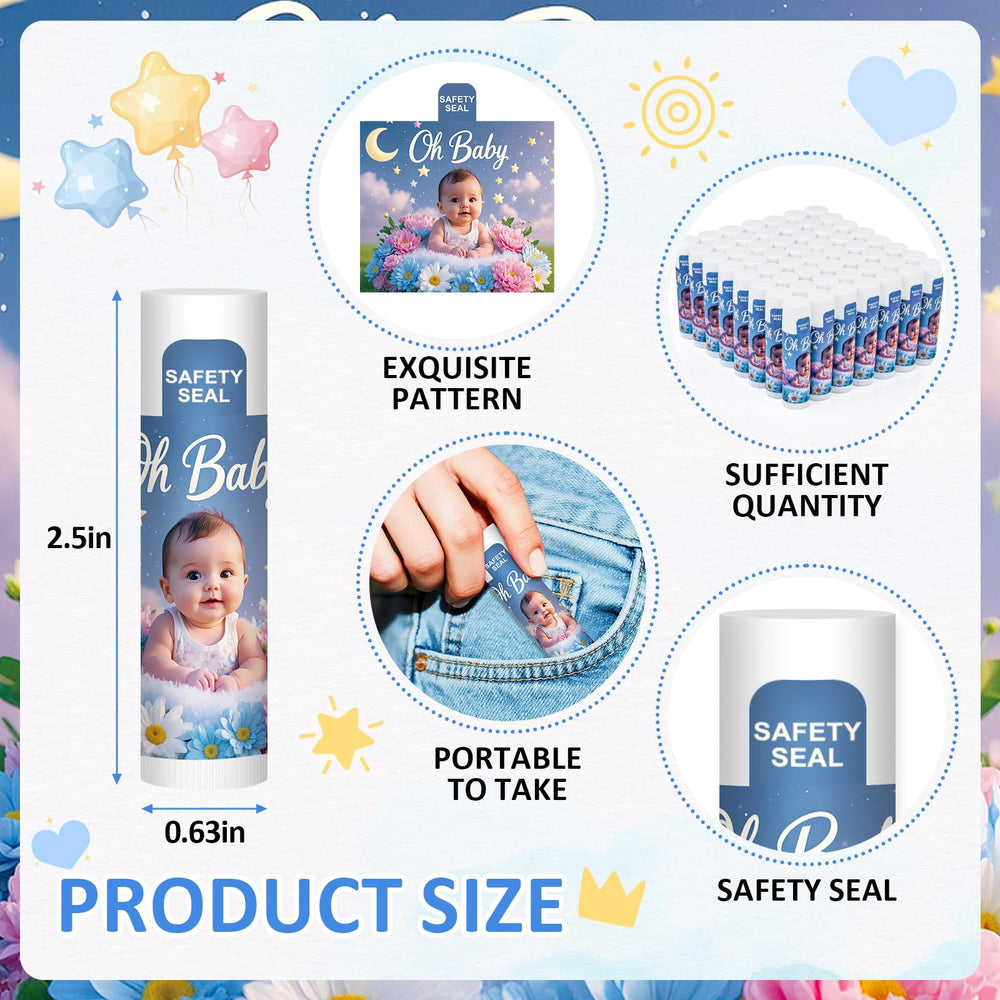 Dmsky Oh Baby lip balm gift-ready packaging for events.