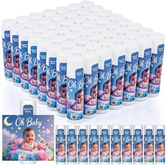Dmsky Oh Baby lip balm label design for baby shower favors.