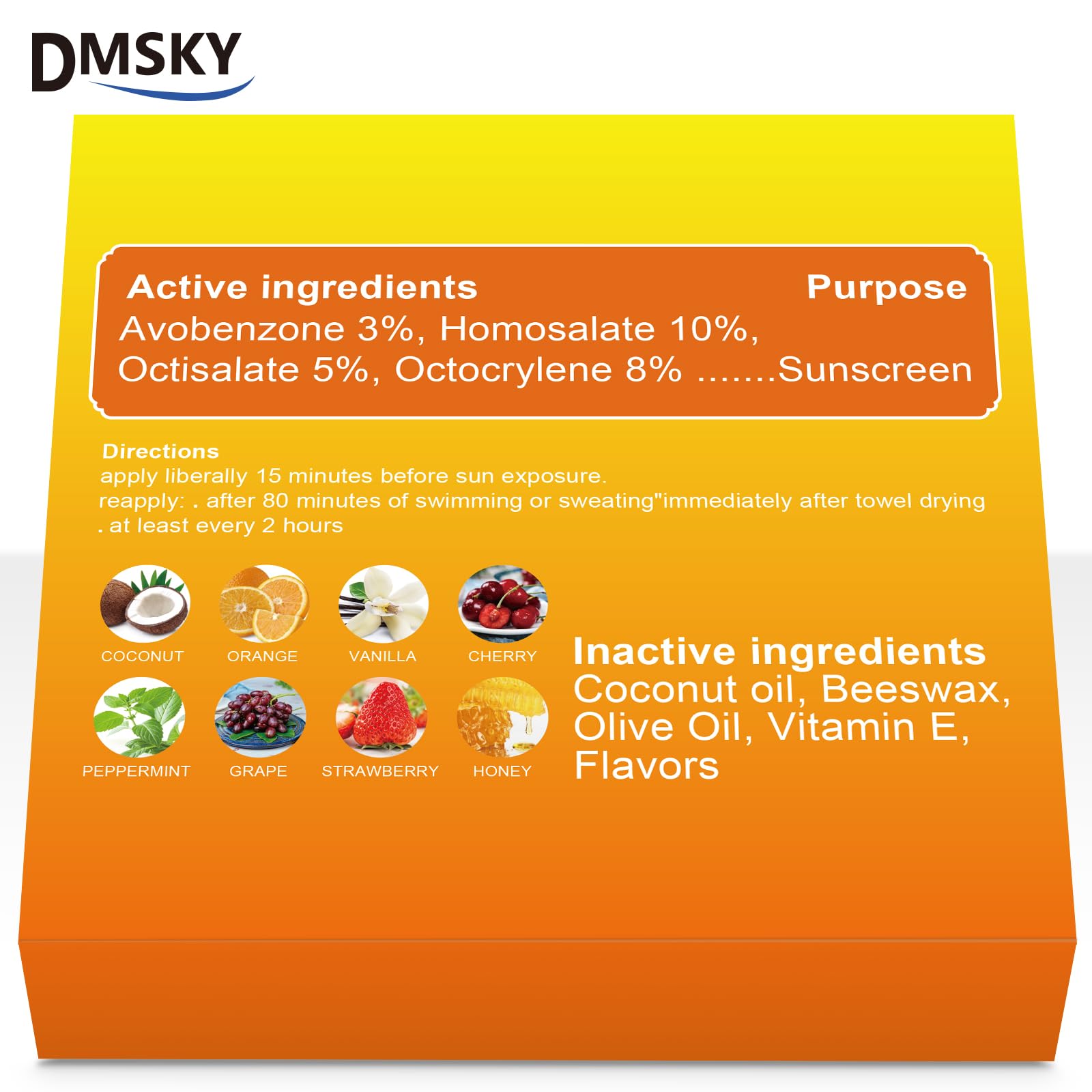 Dmsky SPF lip balm eight flavors pack offering daily variety.