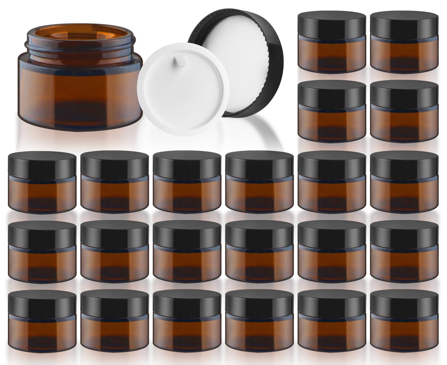 DMuuuDM amber glass jar with black lid protecting creams from light for daily use