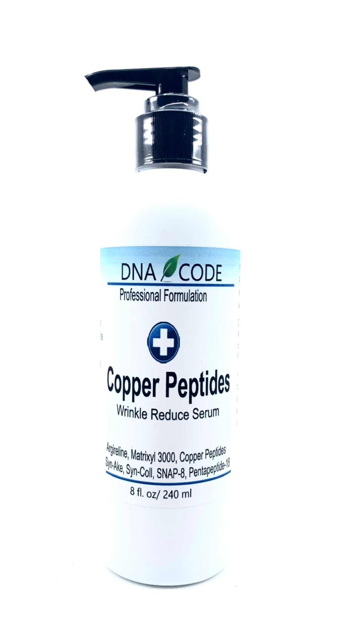 DNA CODE Skin Care Magic Firming Serum bottle close-up with copper peptides for firming potential