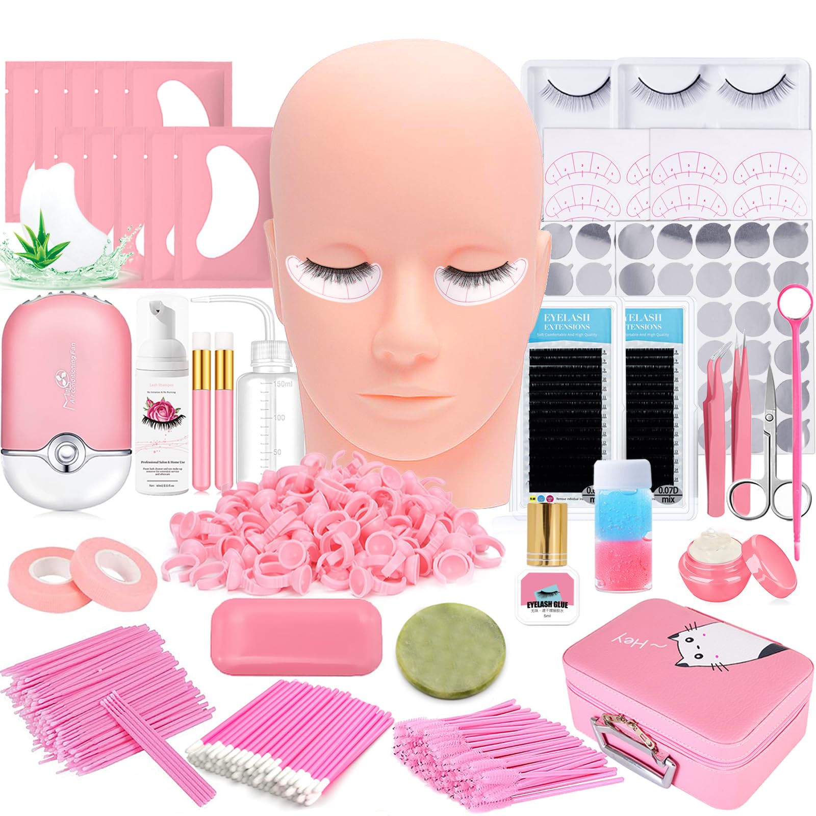 DNSGOOR lash extension kit mannequin head for training and practice sessions