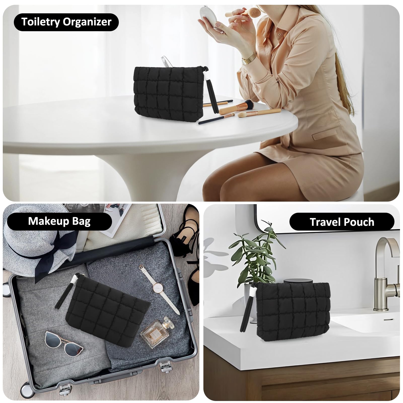 DOB SECHS detachable wrist strap cosmetic bag for versatile travel