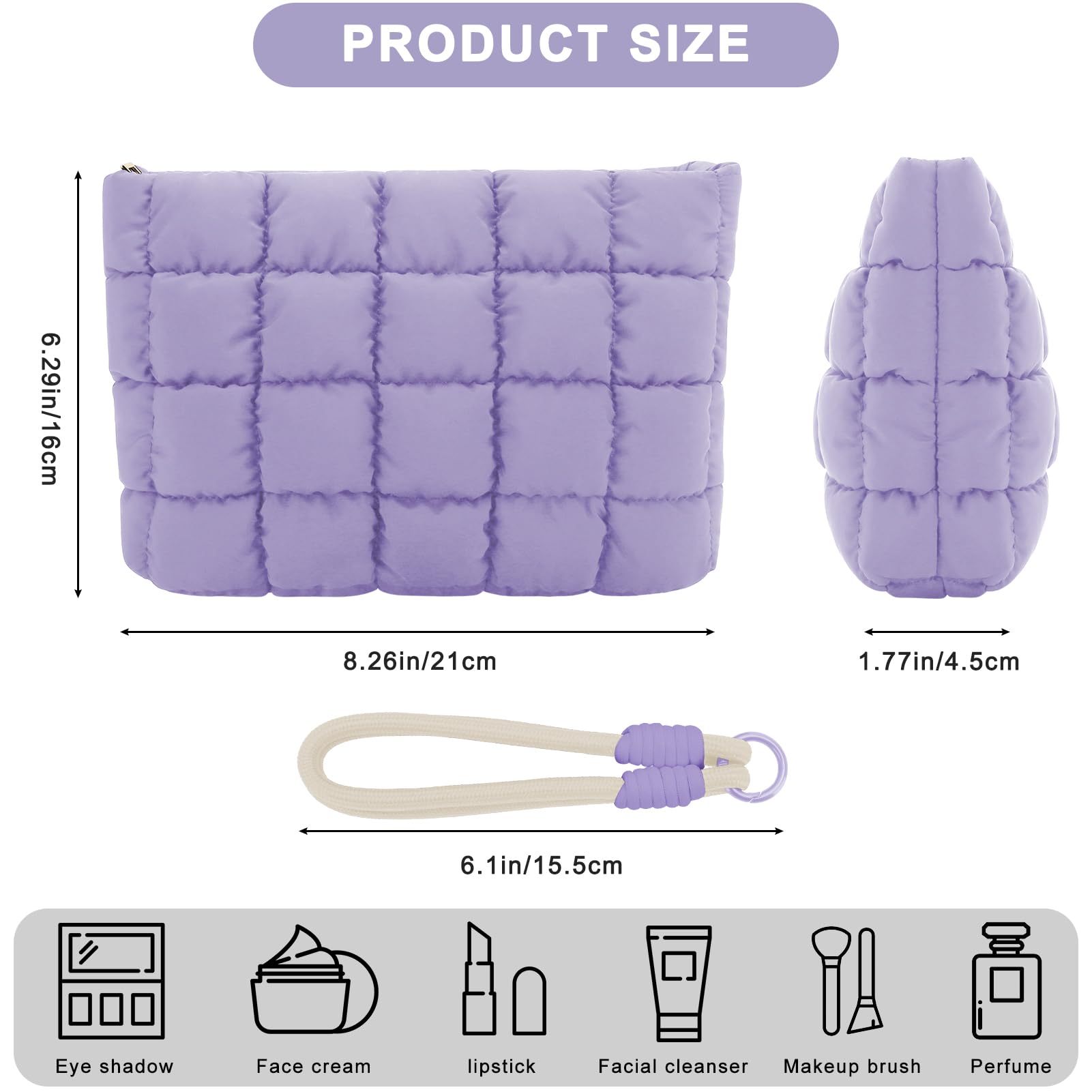 DOB SECHS 21x16 cm makeup bag balances capacity and portability.
