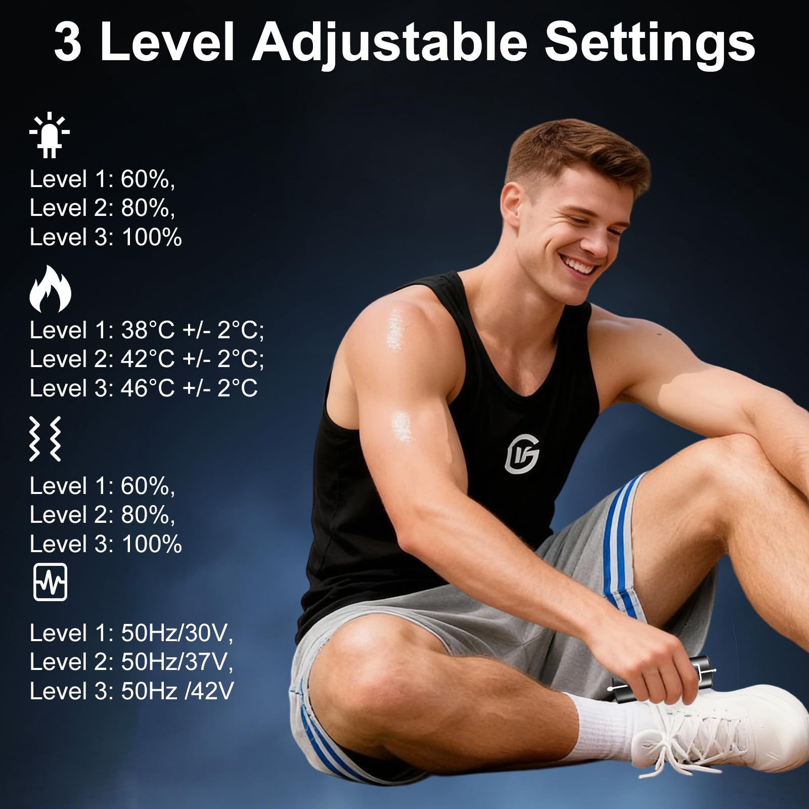 DOCEPERT heated muscle scraper tool display shows precise heat and mode control