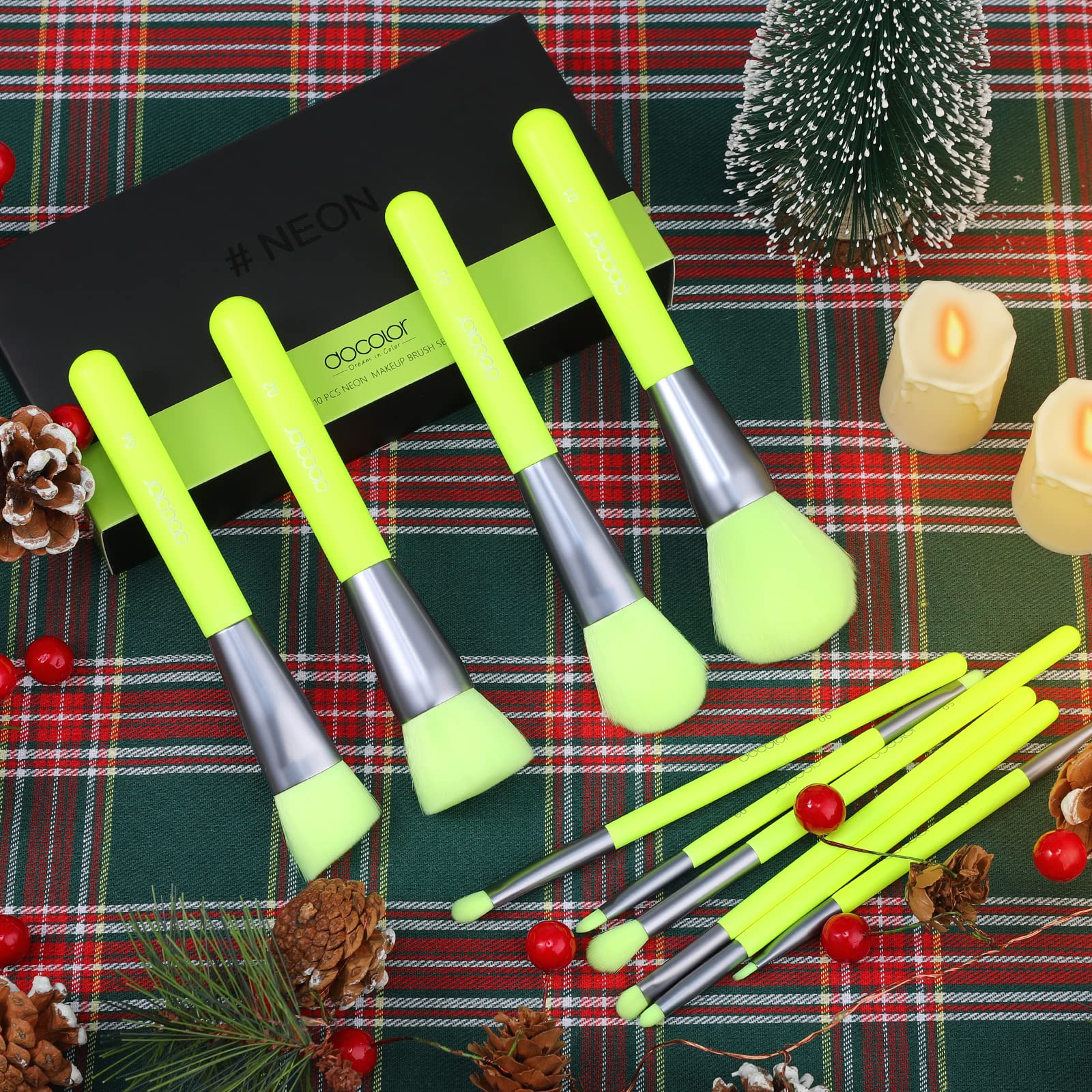 Docolor chic neon-green packaging makes a stylish gift for makeup lovers.