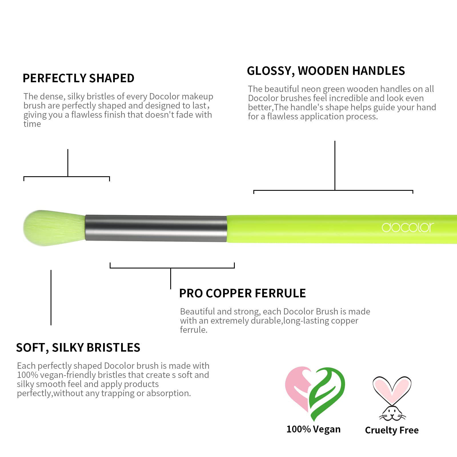 Docolor ergonomic wooden handle design improves control during application.