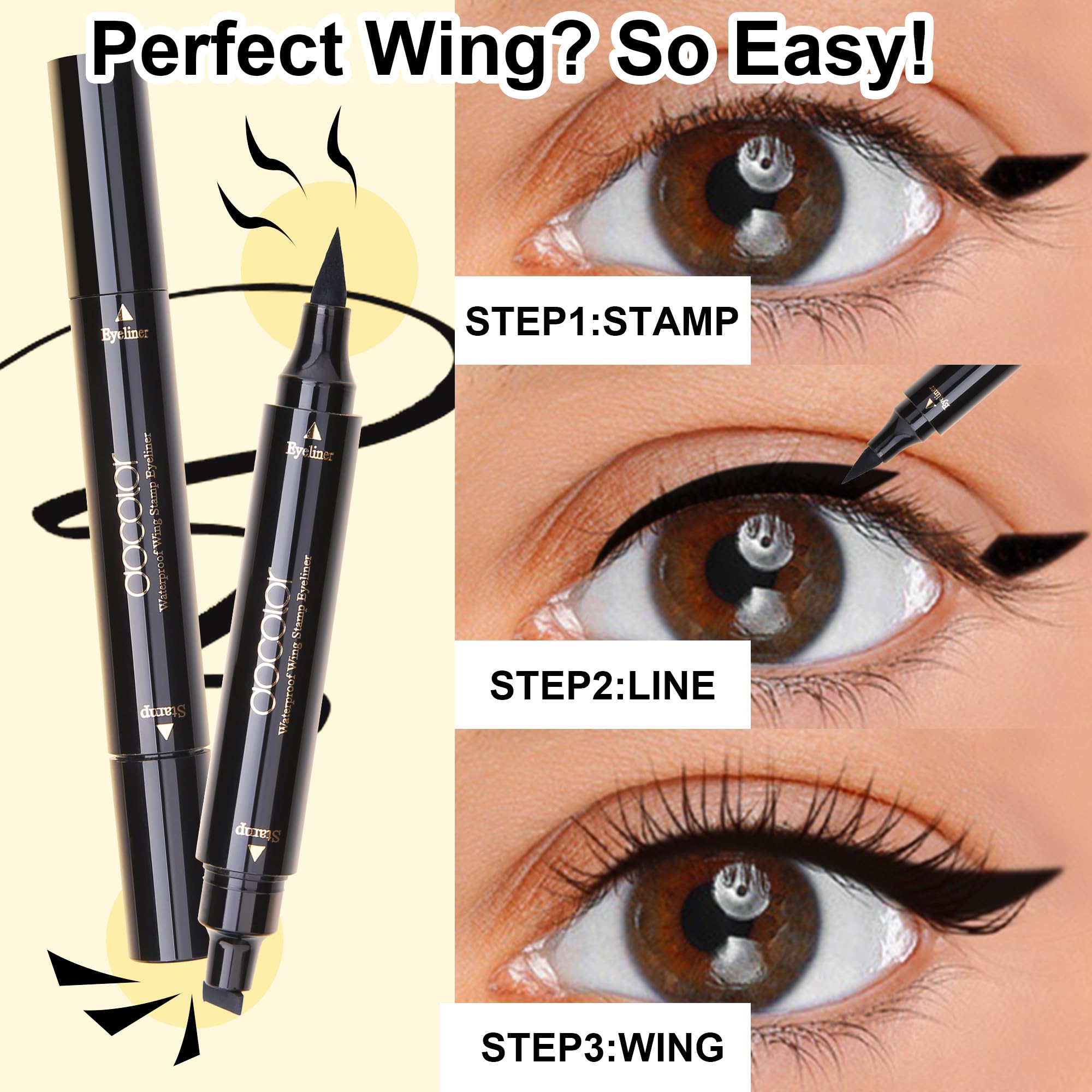 Docolor Eyeliner Double-Ended Pen offers versatile stamping and lining in one stroke.