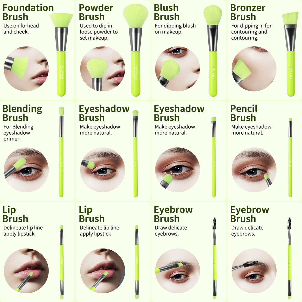 Docolor variety of eye brushes ideal for blending, contouring and highlighting.
