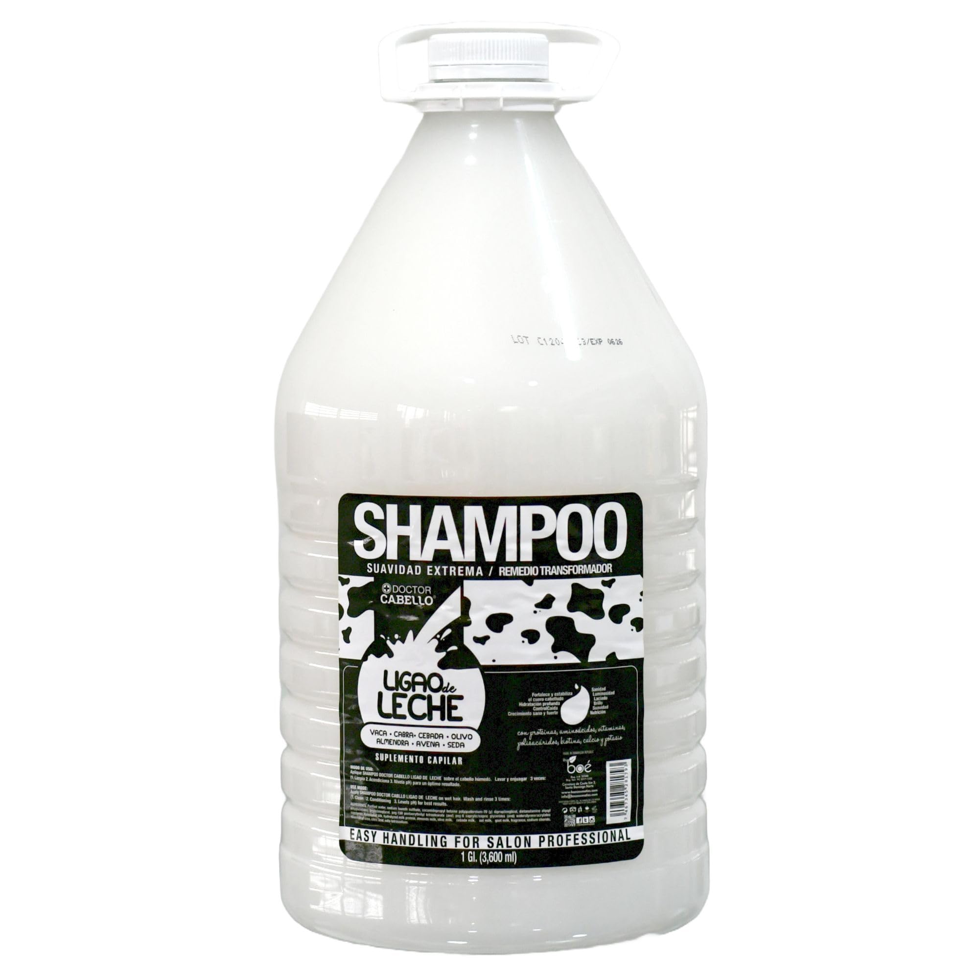 Doctor Cabello Ligao de Leche Shampoo bottle featuring milk protein formula for deep hydration