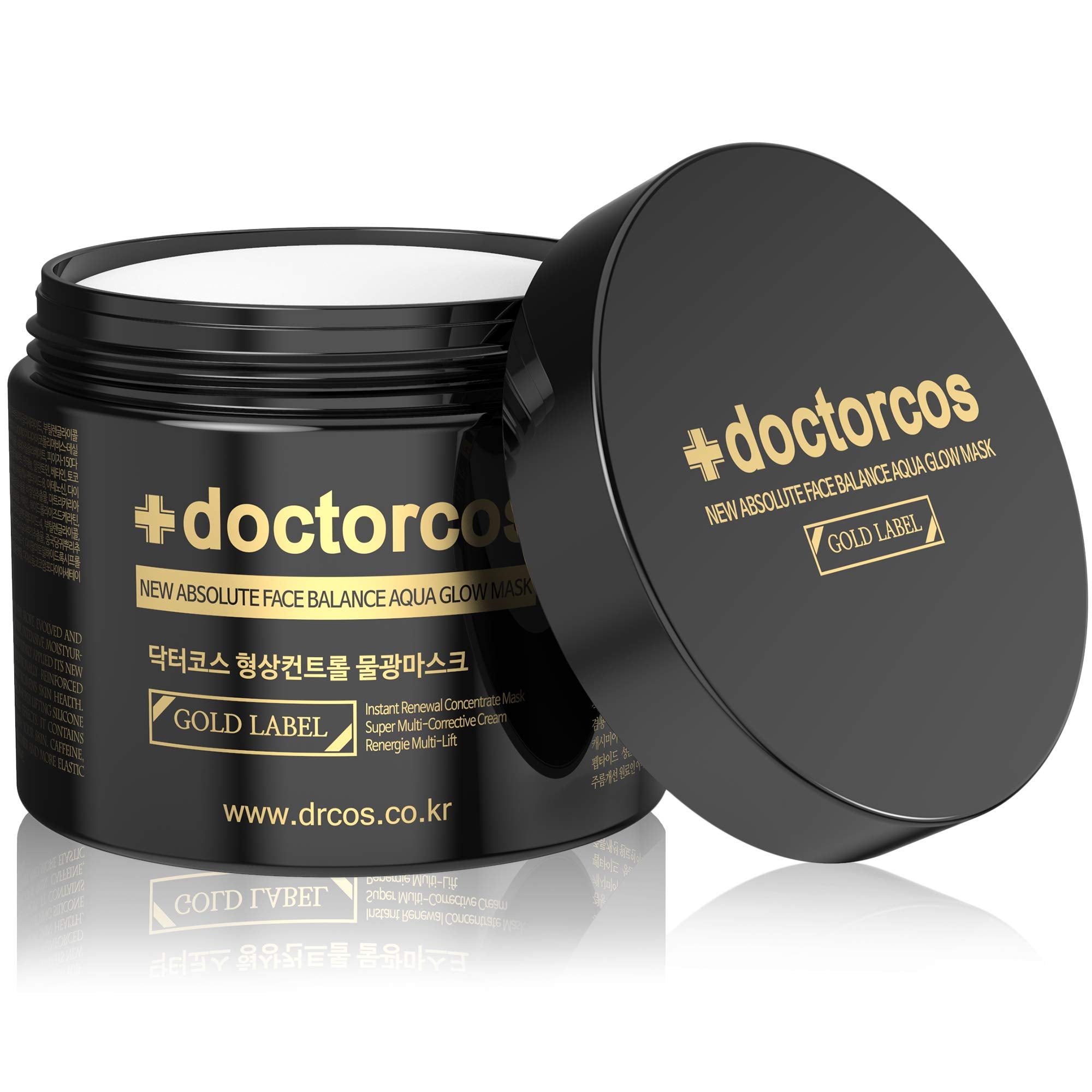DOCTORCOS Gold Label Water Glow Mask Cream jar closeup highlights rich hydration.