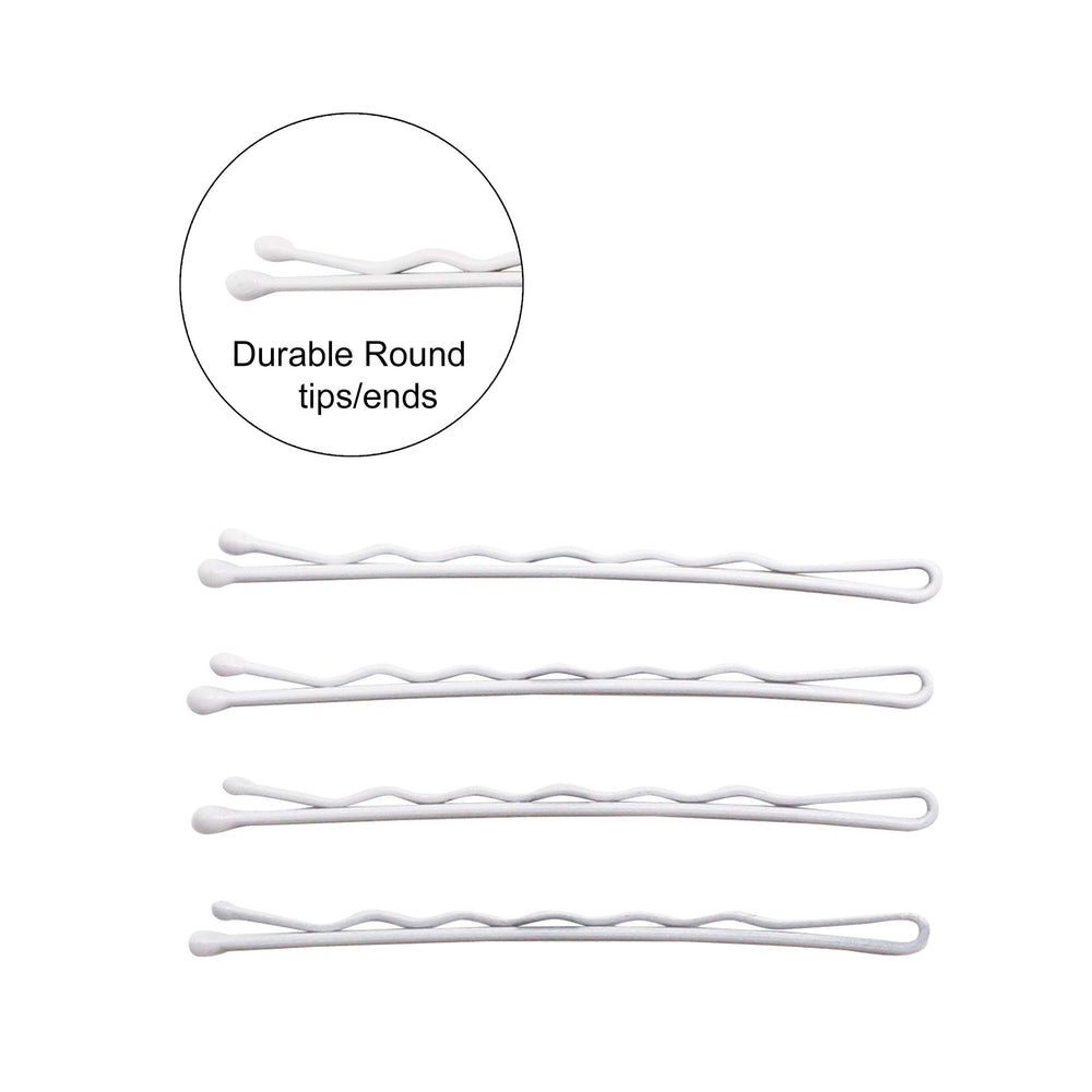 Dofash white bobby pins with smooth round tips for gentle styling