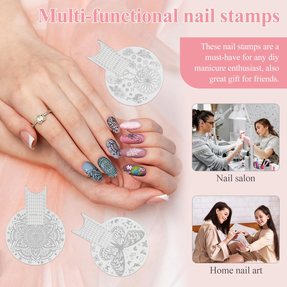 DOITOOL plate being used with stamper to transfer sharp polish designs