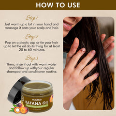 Dolahair Batana Oil on hair ends for smoother, softer strands