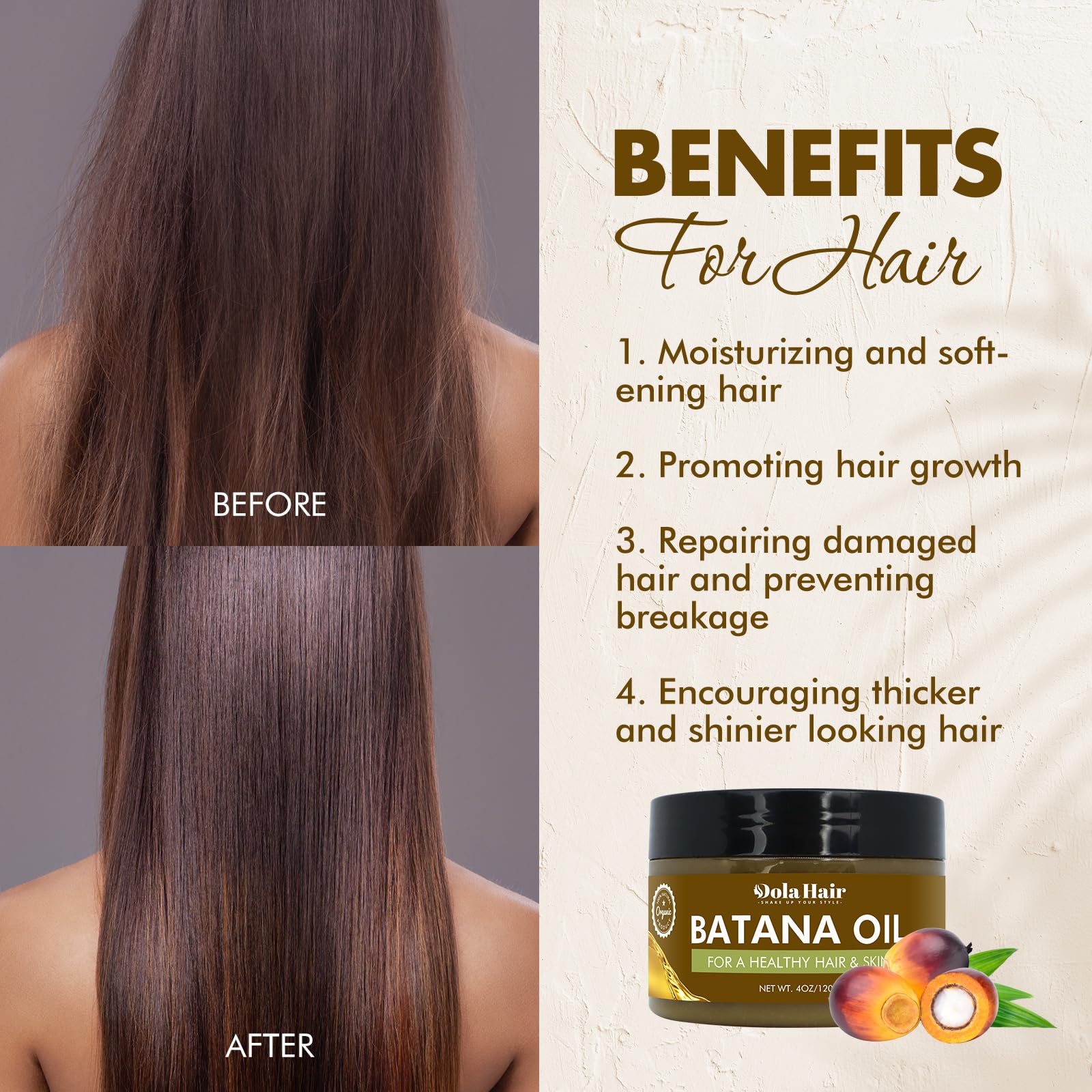 Dolahair Batana Oil on scalp during massage provides deep hydration