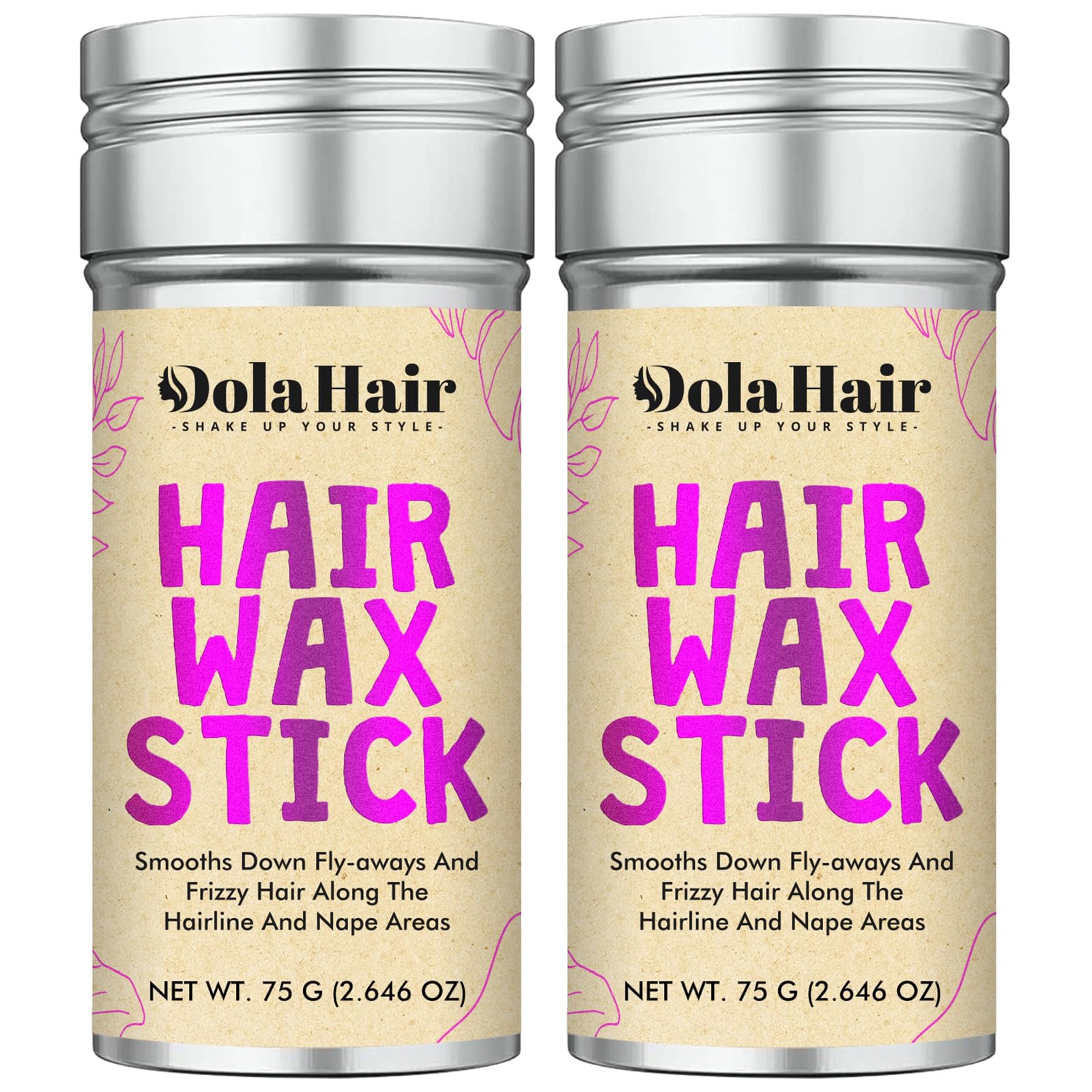 Dolahair Hair Wax Stick two-pack on display for quick flyaway control.