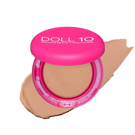 Doll 10 No Peptide Bounce Balm Foundation Light bottle on dresser showcases quick, hydrating coverage.