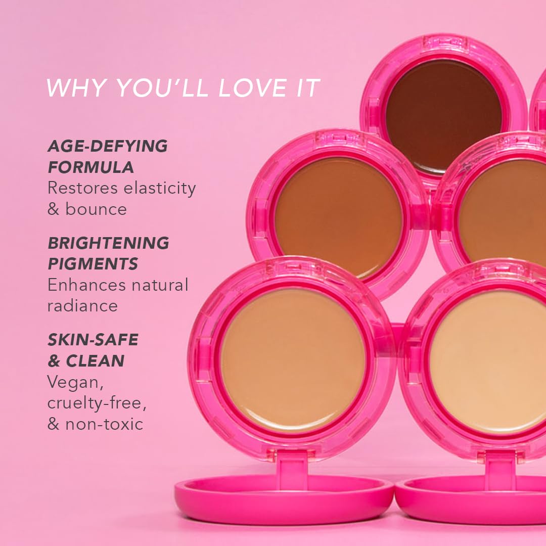 Doll 10 No Peptide Bounce Balm Foundation Light packaging communicates vegan, clean ingredients.