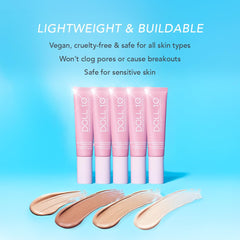 DOLL 10 NO TCE Liquid Filter on the face demonstrates lightweight, breathable coverage.